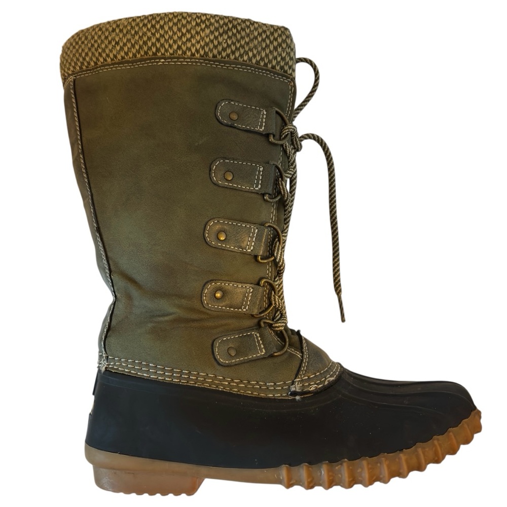 Espirit Bristol-ep Tall Lace Up Faux Fur Sock Lined Knit Cuff Duck Boots Sz 8